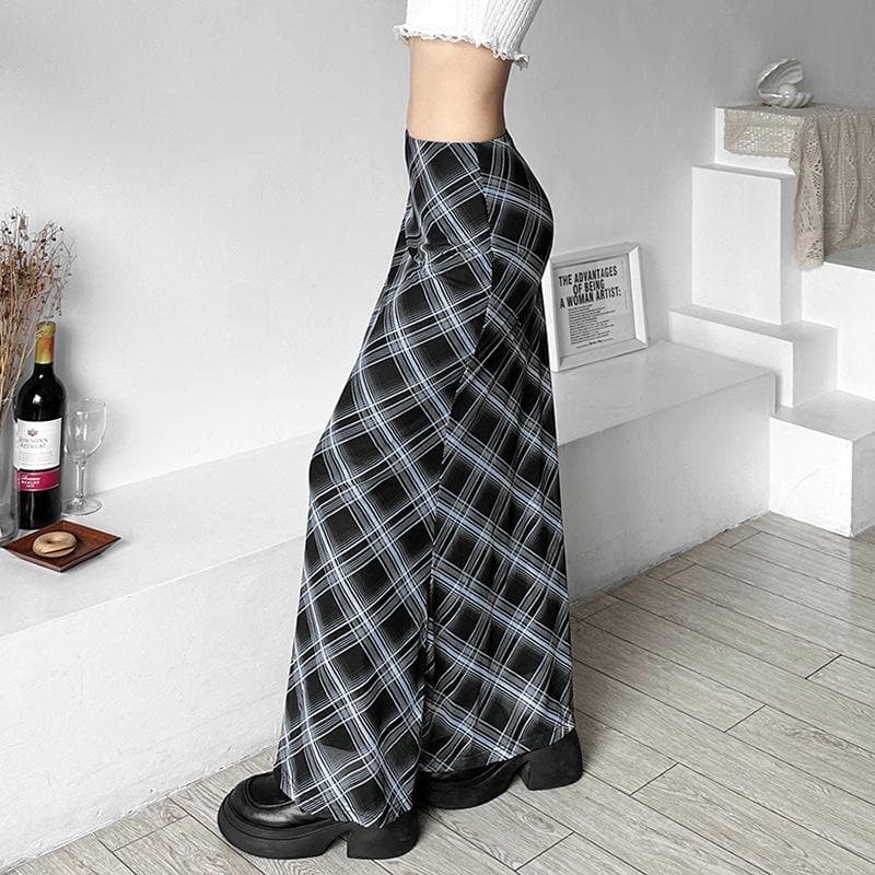 Plaid contrast chiffon low rise maxi skirt