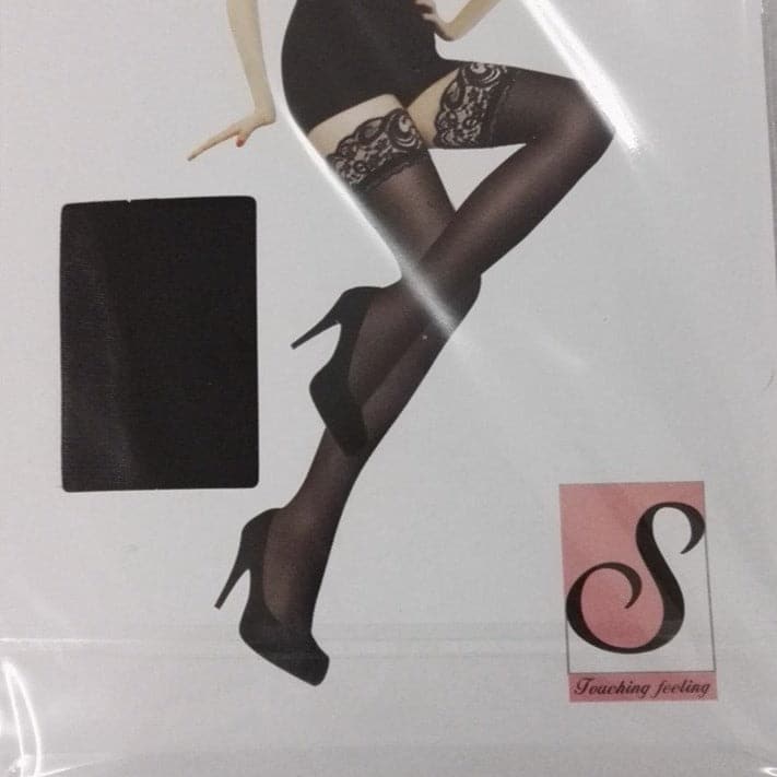 Solid lace mesh thigh high socks