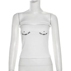 Ribbed embroidery hollow out backless tube cut out top