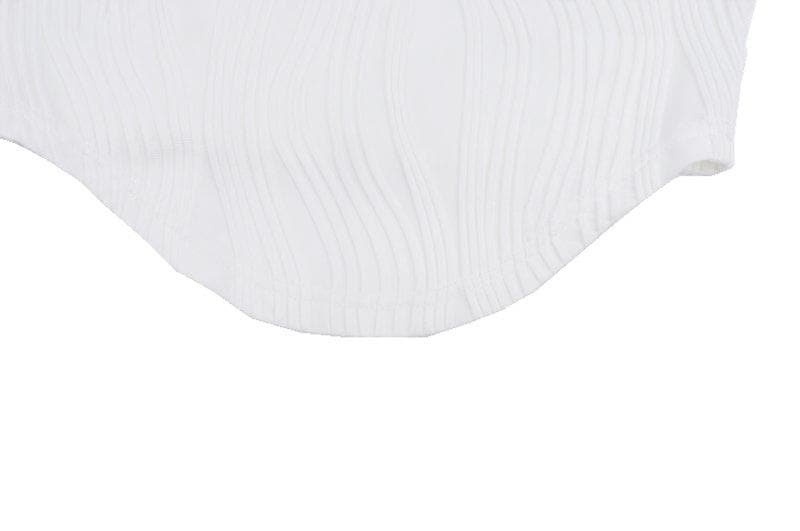 Textured u neck solid long sleeve corset crop top