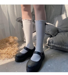 Ruffle bowknot long socks