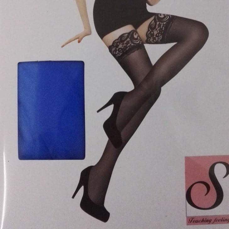 Solid lace mesh thigh high socks
