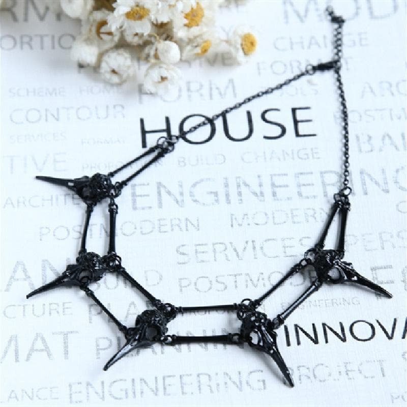 Skull pendant layered chain necklace