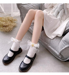 Ruffle bowknot star applique long socks