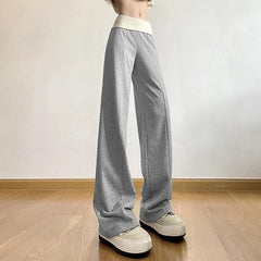 Contrast knitted patchwork low rise pant