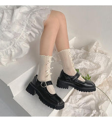 Ruffle bowknot flower pattern long socks