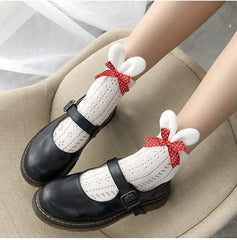 Bowknot bunny ears applique long socks