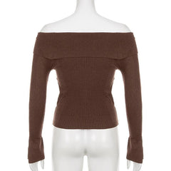 Buckle off shoulder solid long sleeve top