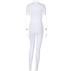 Short sleeve crewneck solid pant set