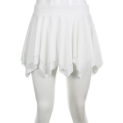 Solid ruffle ruched mini skirt