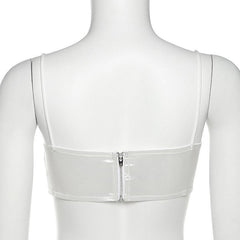 Appliques satin zip up back cami top