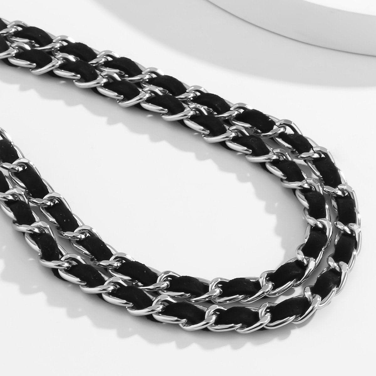 Stitch layered contrast waist chain