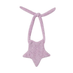 Star solid fluffy knotted zip-up bag