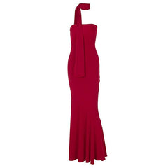 Ribbed ruffle solid backless sleeveless tube maxi dress