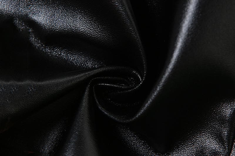 Solid PU leather zip-up v neck backless bustier tube crop top