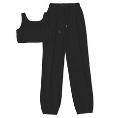 Sleeveless solid sport pant set