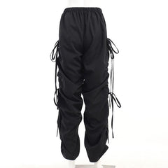 Drawstring self tie solid ruched pant