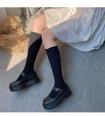 Ruffle bowknot long socks