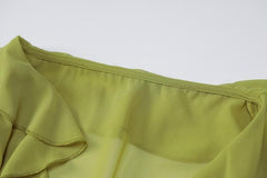 Chiffon see through ruffled long sleeve top