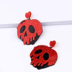 Skull shape contrast drop earrings