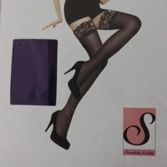 Solid lace mesh thigh high socks