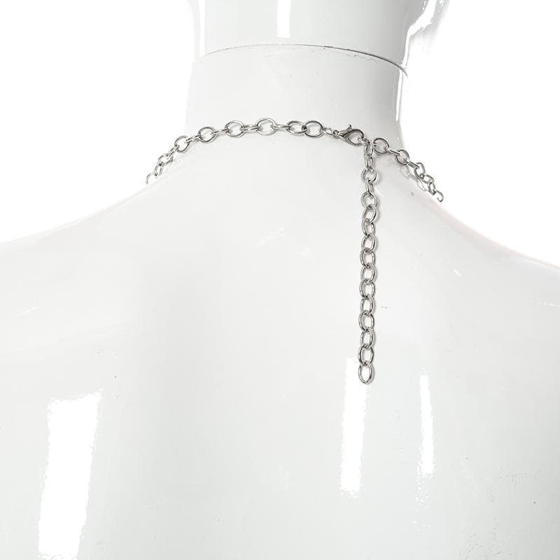 Metal chain hollow out solid crop halter cut out top