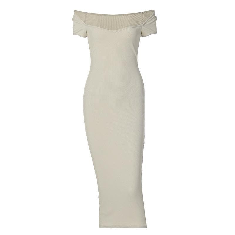 Short sleeve ruched solid ribbed midi dress