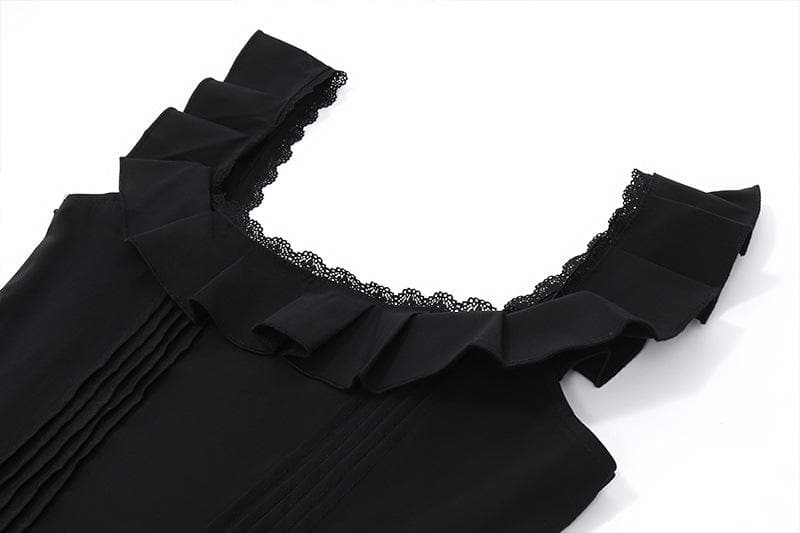Cap sleeve square neck ruffle pleated solid zip-up mini dress