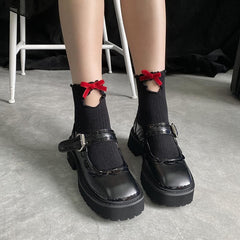 Ruffle bowknot hollow out long socks