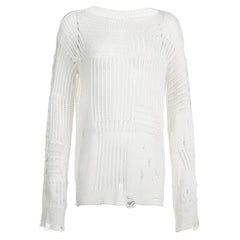 Crochet long sleeve solid hollow out cut out top