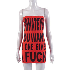 Sleeveless contrast print backless tube mini dress