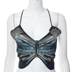 Butterfly cross open back top