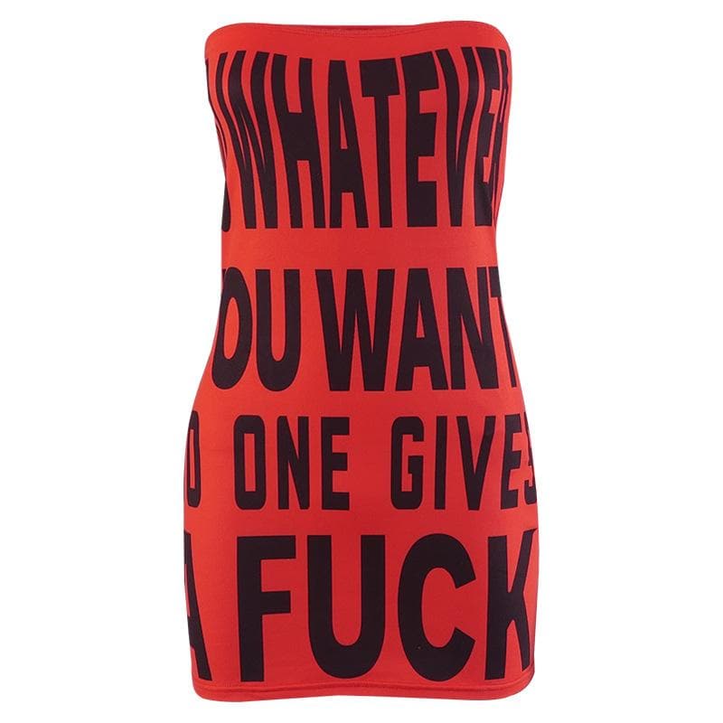 Sleeveless contrast print backless tube mini dress