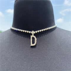 Initials pendant rhinestone chocker