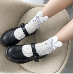 Bowknot bunny ears applique long socks