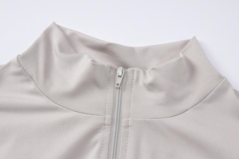Cap sleeve zip-up high neck solid jumpsuit