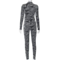 Textured high neck long sleeve ruffle pant set
