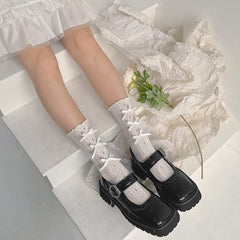 Ruffle bowknot flower pattern long socks