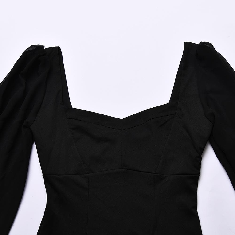 Solid v neck long sleeve mesh backless bodysuit