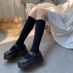 Ruffle bowknot long socks