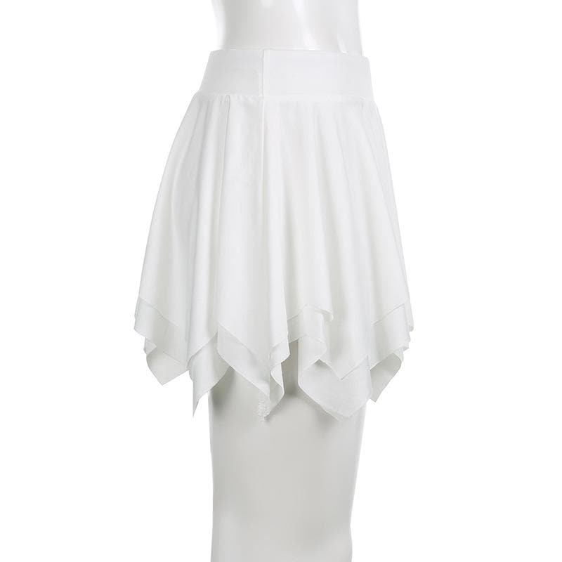 Solid ruffle ruched mini skirt