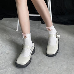 Ruffle bowknot hollow out long socks