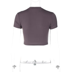 Short sleeve solid crewneck crop top