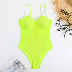 Padded solid sweetheart neck cami one piece swimwear