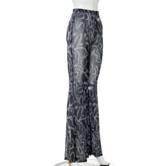 Mesh see through flared print pant