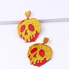 Skull shape contrast drop earrings