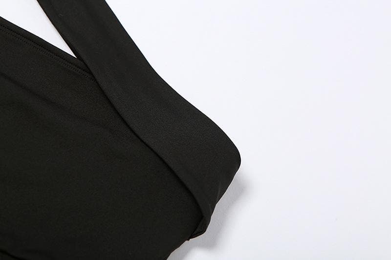 One shoulder solid irregular hollow out backless bodysuit
