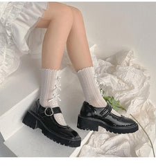 Ruffle bowknot flower pattern long socks