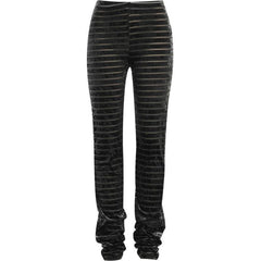 Velvet solid striped high rise pant