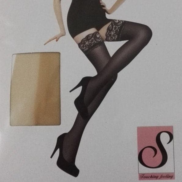 Solid lace mesh thigh high socks